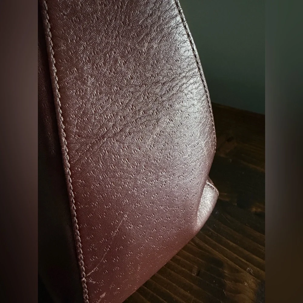 Rare Vintage Adrienne Vittadini Shoulder Bag in Dark Brown Textured Leather